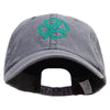 Irish Four Leaf Clover Holiday Embroidered Big Size Washed Pigment Dyed Cap - Grey XL-3XL