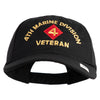 4th Marine Division Veteran Embroidered 6 Panel Unstructured Cotton Twill Cap Made in USA - Black OSFM