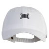 Digital Barcode Embroidered Washed Solid Pigment Dyed Cotton Twill Brass Buckle Cap - White OSFM