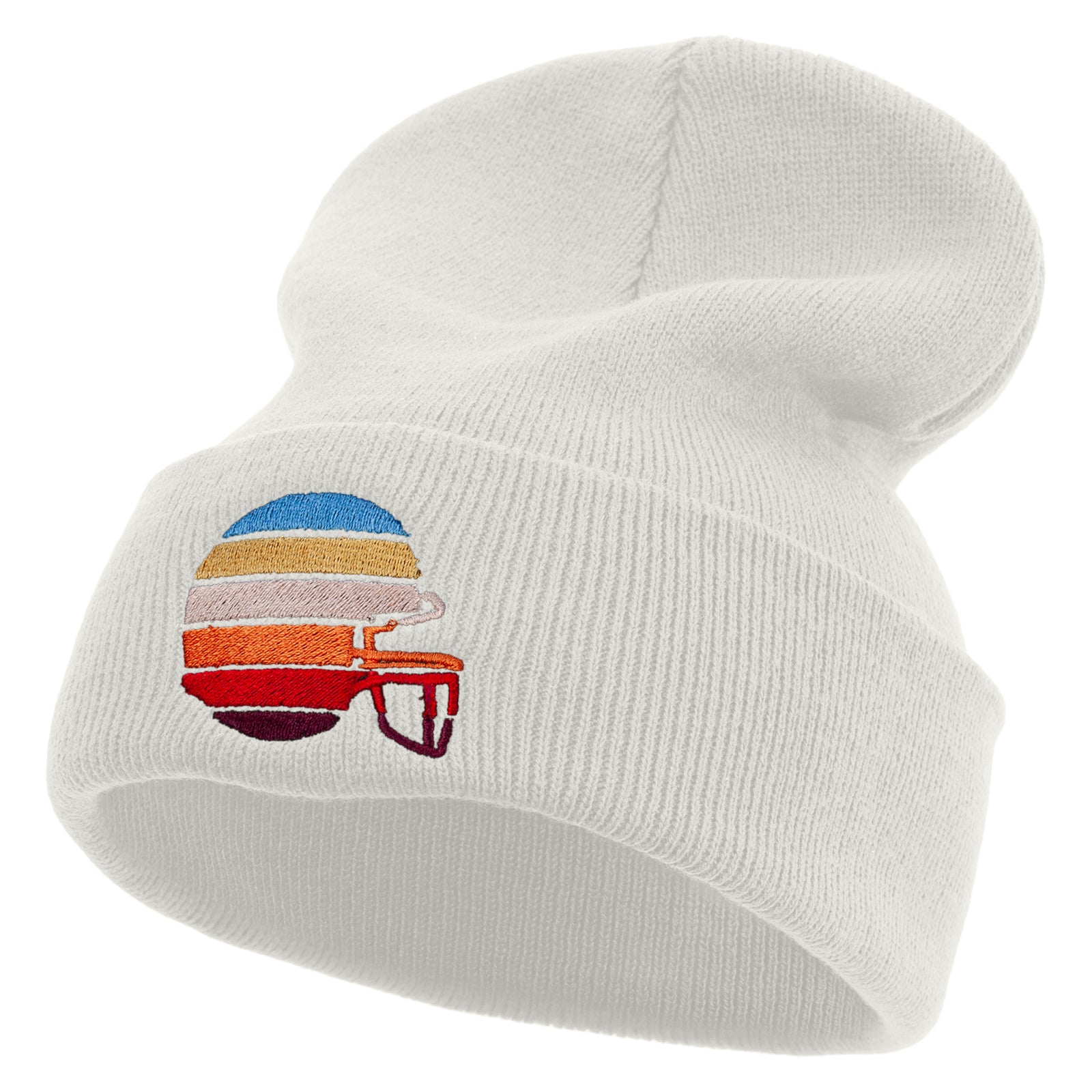 beanie that looks like a football helmet Colorful Football Helmet Embroidered 12 Inch Long Knitted Beanie | Athletics Designed