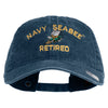 US Navy Seabee Retired Military Embroidered Washed Solid Pigment Dyed Cotton Twill Brass Buckle Cap - Navy OSFM