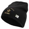 Licensed US Army Retired Military Embroidered 8 Inch Knitted Short Beanie - Black OSFM