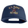 US Navy Retired Military Embroidered Solid Cotton Twill Pro Style Cap - Navy OSFM