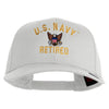 US Navy Retired Military Embroidered Solid Cotton Twill Pro Style Cap - White OSFM