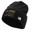 Licensed US Army Retired Flag Embroidered 12 Inch Long Knitted Beanie - Black OSFM