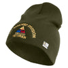 U.S. Army 1st Armored Division  Symbol Embroidered 8 Inch Solid Knit Short Beanie Made in USA - Olive OSFM