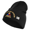 U.S. Army 2nd Armored Division Symbol Embroidered 8 Inch Solid Knit Short Beanie Made in USA - Black OSFM