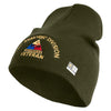 U.S. Army 3rd Armored Division Symbol Embroidered 8 Inch Solid Knit Short Beanie Made in USA - Olive OSFM