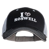 I Heart Roswell Embroidered Big Size Garment Washed Cotton Twill Mesh Cap - Black Grey XL-3XL