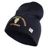 U.S. Army 163rd Armored Brigade Symbol Embroidered 8 Inch Solid Knit Short Beanie Made in USA - Navy OSFM