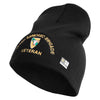 U.S. Army 163rd Armored Brigade Symbol Embroidered 8 Inch Solid Knit Short Beanie Made in USA - Black OSFM