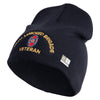 U.S. Army 30th Armored Brigade Symbol Embroidered 8 Inch Solid Knit Short Beanie Made in USA - Navy OSFM