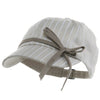 Ladies White Stripe 6 Panel Newsboy Hat