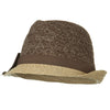 Cloth Raffia Knit Crown Ribbon Bow Fedora