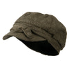 Wool Blend Tweed Newsboy with 3 Button Accent