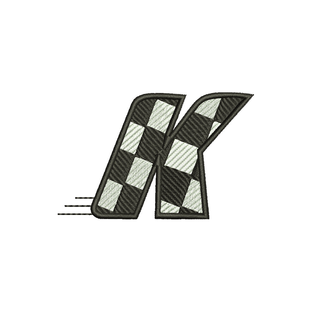 Checkered Flag Alphabet - K | Alphabet Digitized Embroidery Design ...