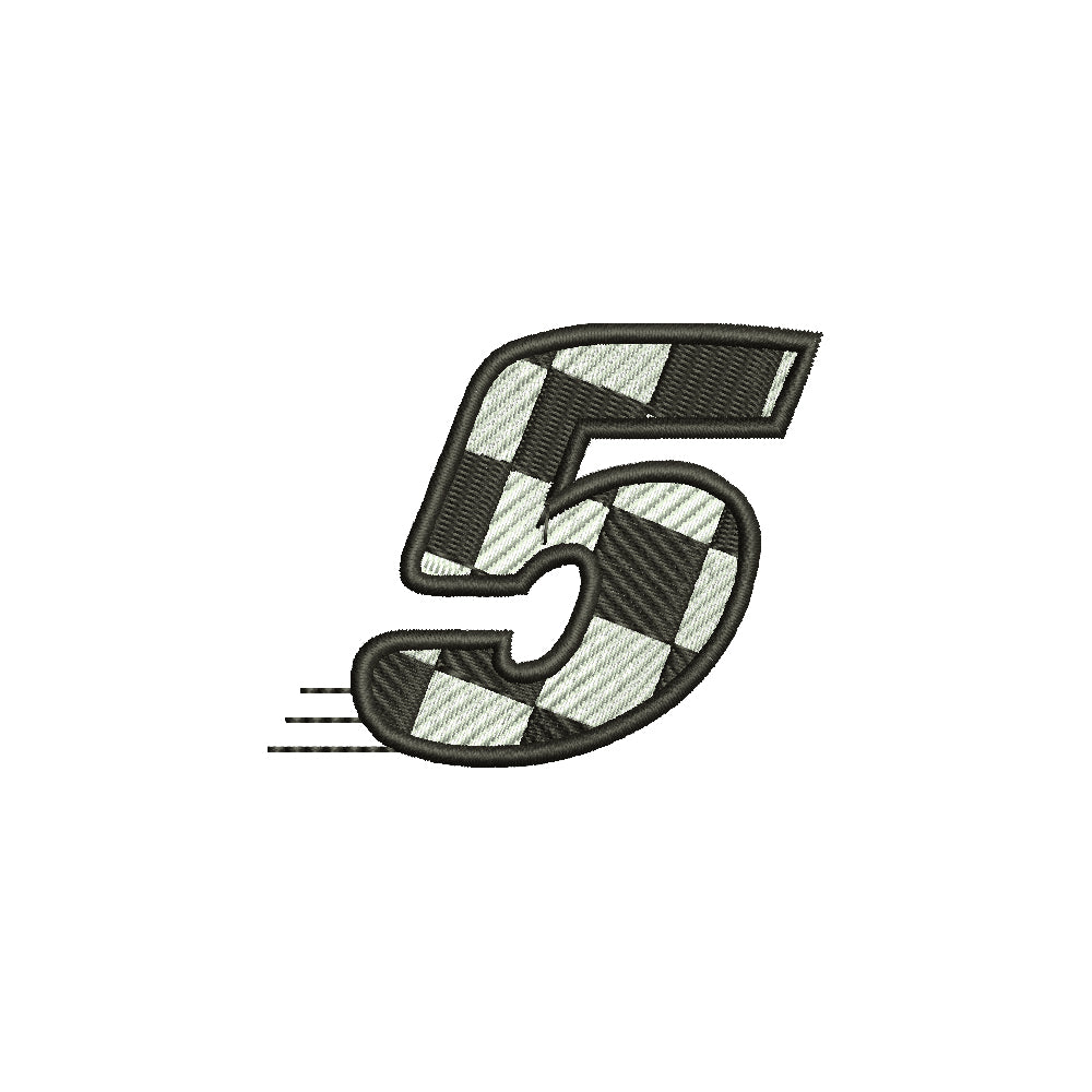 Checked Number 5 Checkered Flag Numbers - 5 | Number Digitized Embroidery Design ...