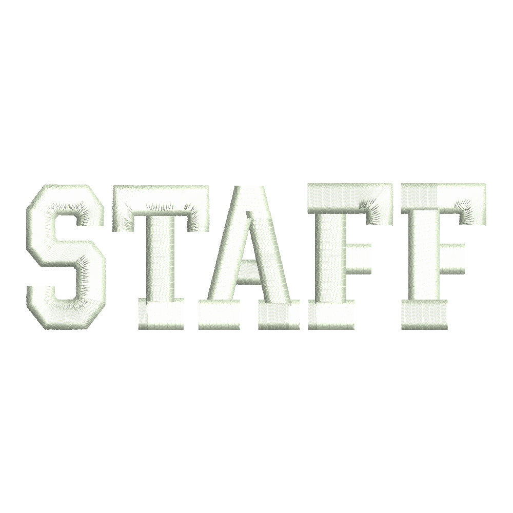 Staff Letter | Word Digitized Embroidery Design | e4Hats – e4Hats.com