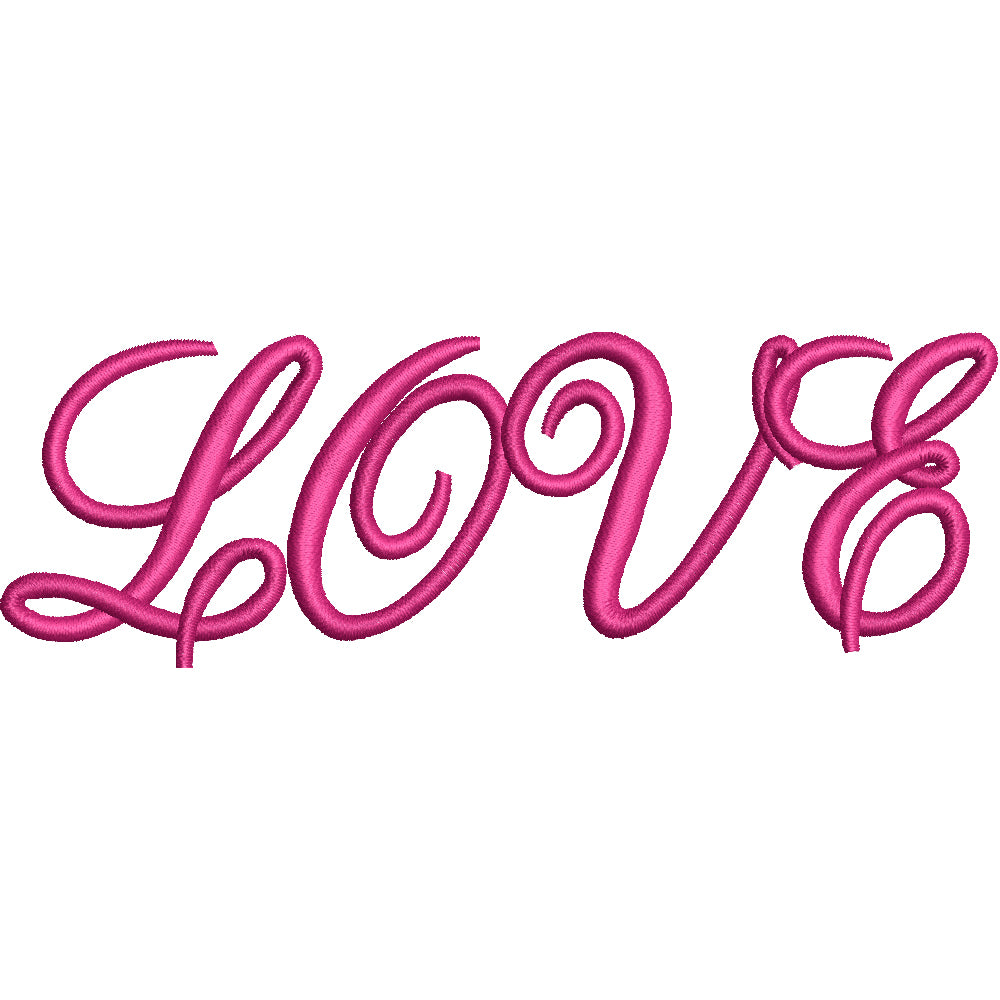 Calligraphy Love Word Digitized Embroidery Design e4Hats