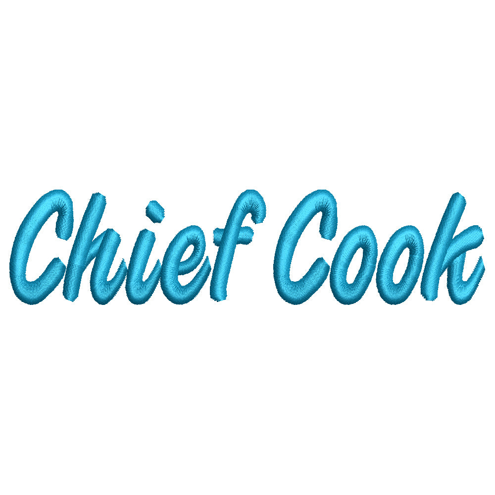 Chief Cook | Word Digitized Embroidery Design | e4Hats – e4Hats.com