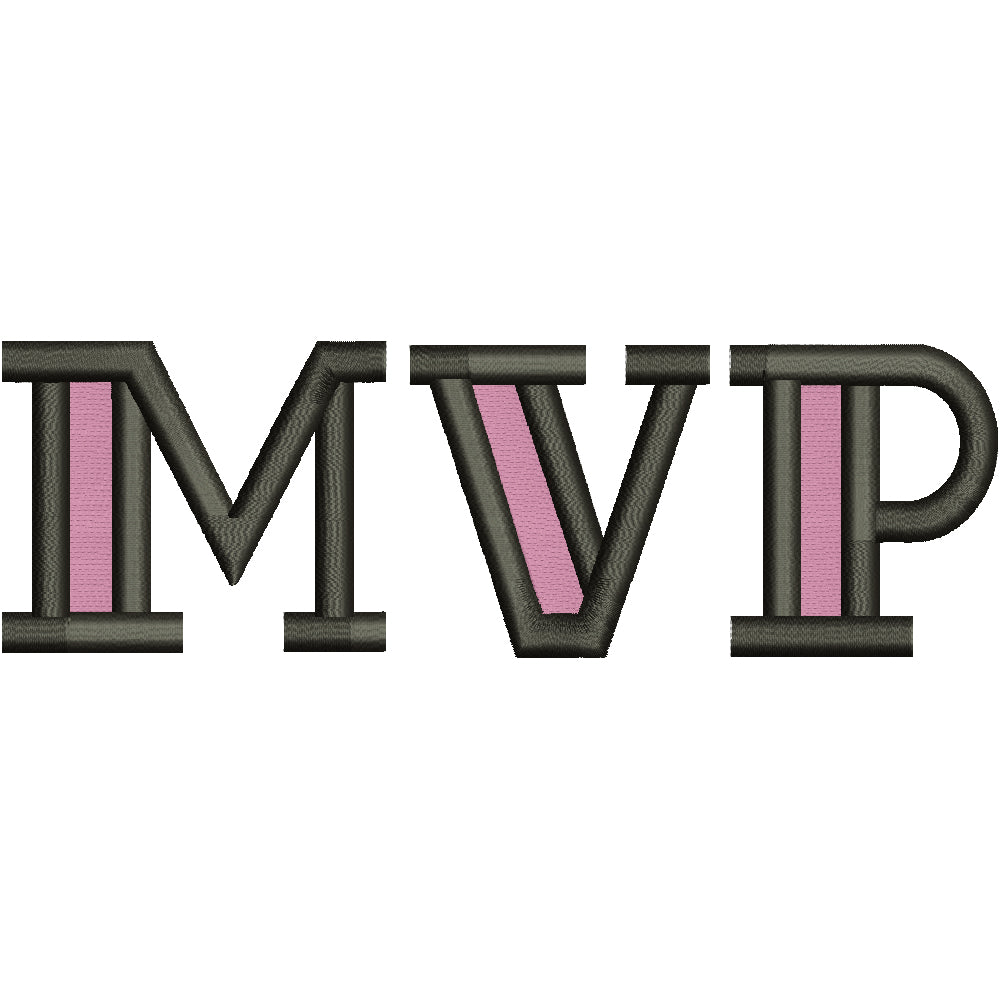MVP | Word Digitized Embroidery Design | e4Hats – e4Hats.com