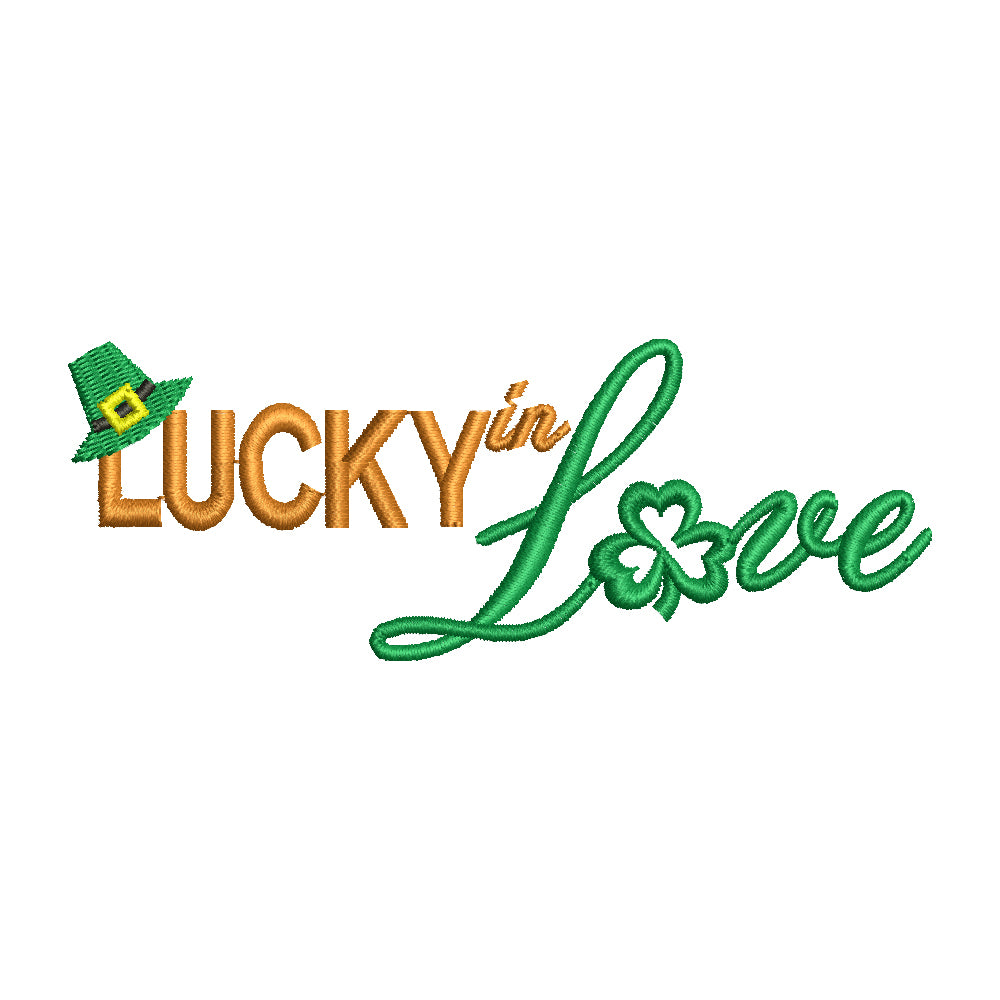 Lucky in Love Celebrations Digitized Embroidery Design e4Hats