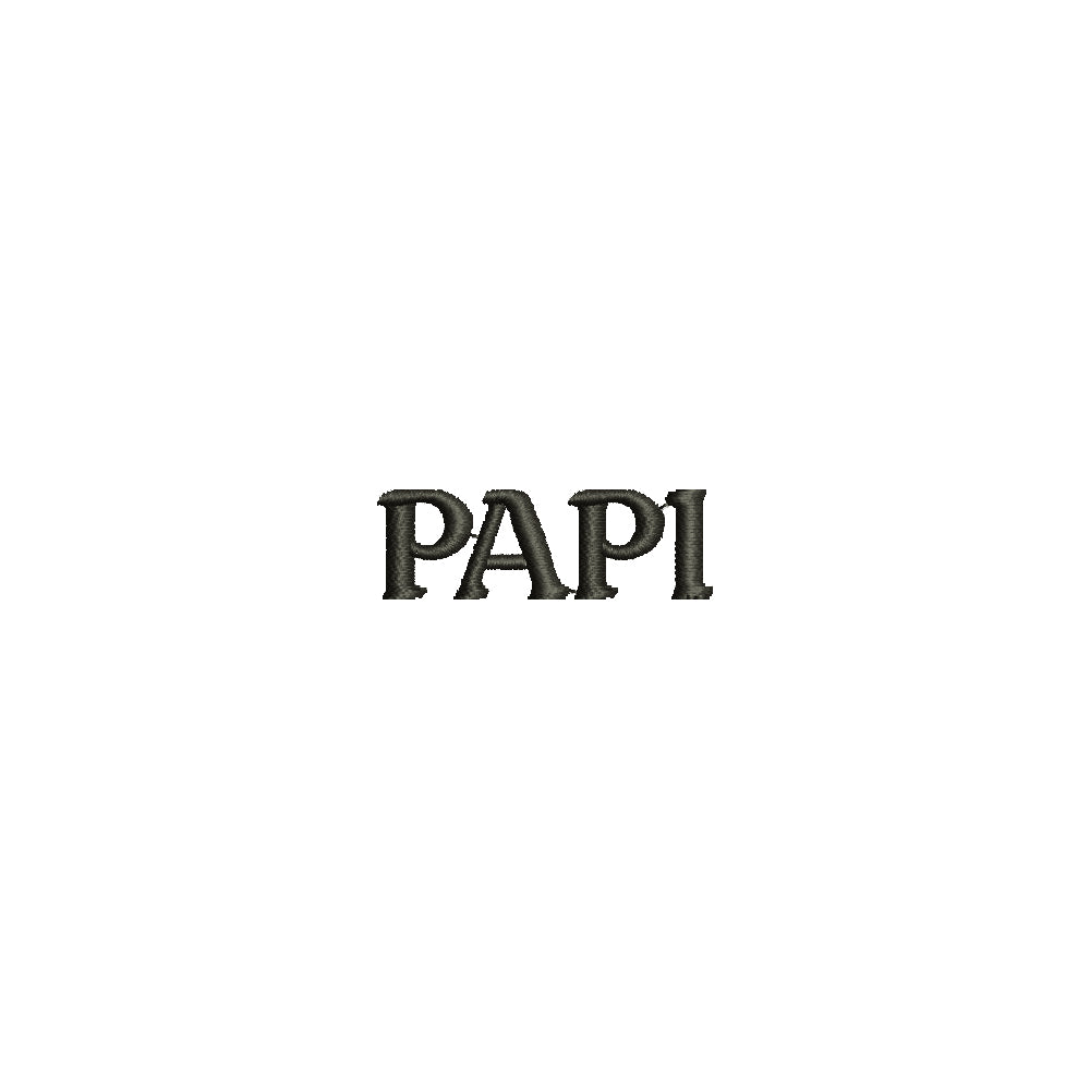Papi | Word Digitized Embroidery Design | e4Hats – e4Hats.com