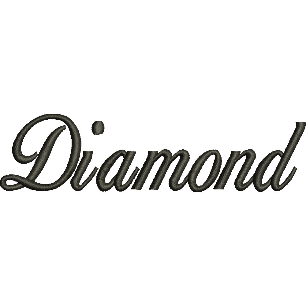 Script Diamond | Word Digitized Embroidery Design | e4Hats – e4Hats.com