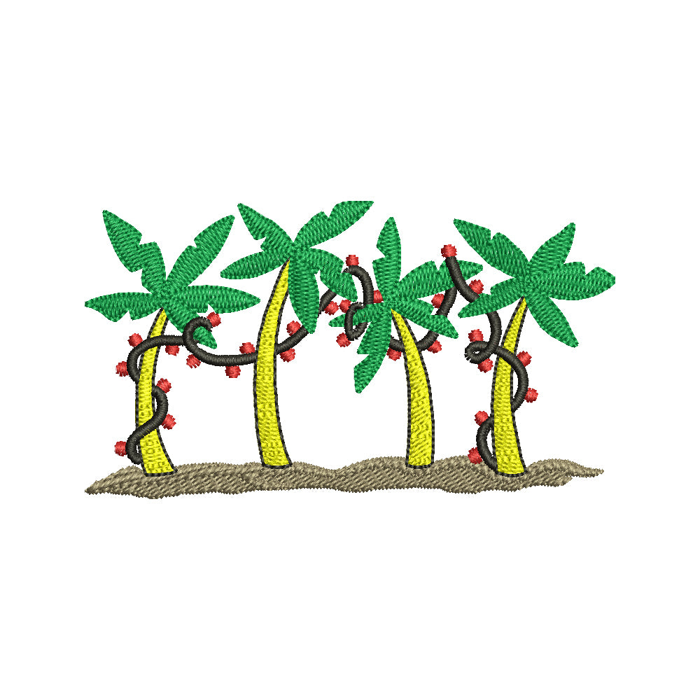 Palm Trees Christmas Lights Christmas Digitized Embroidery Design