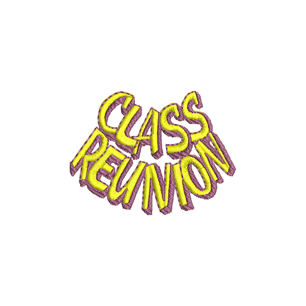 Class Reunion Word Digitized Embroidery Design E4Hats E4Hats class-reunion-word-digitized-embroidery-design-e4hats-e4hats
