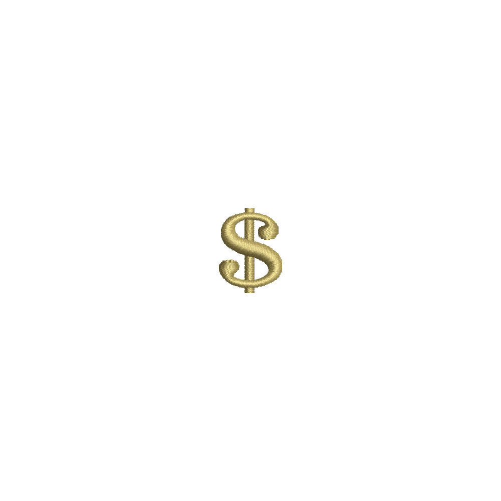 Mini Dollar Sign | Symbol Digitized Embroidery Design | e4Hats – e4Hats.com