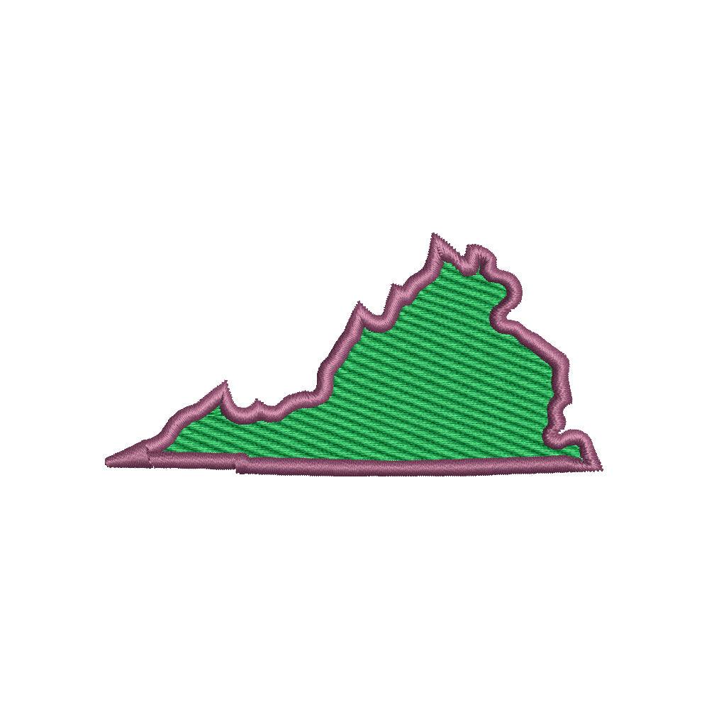 Virginia State Map City/State Digitized Embroidery Design e4Hats