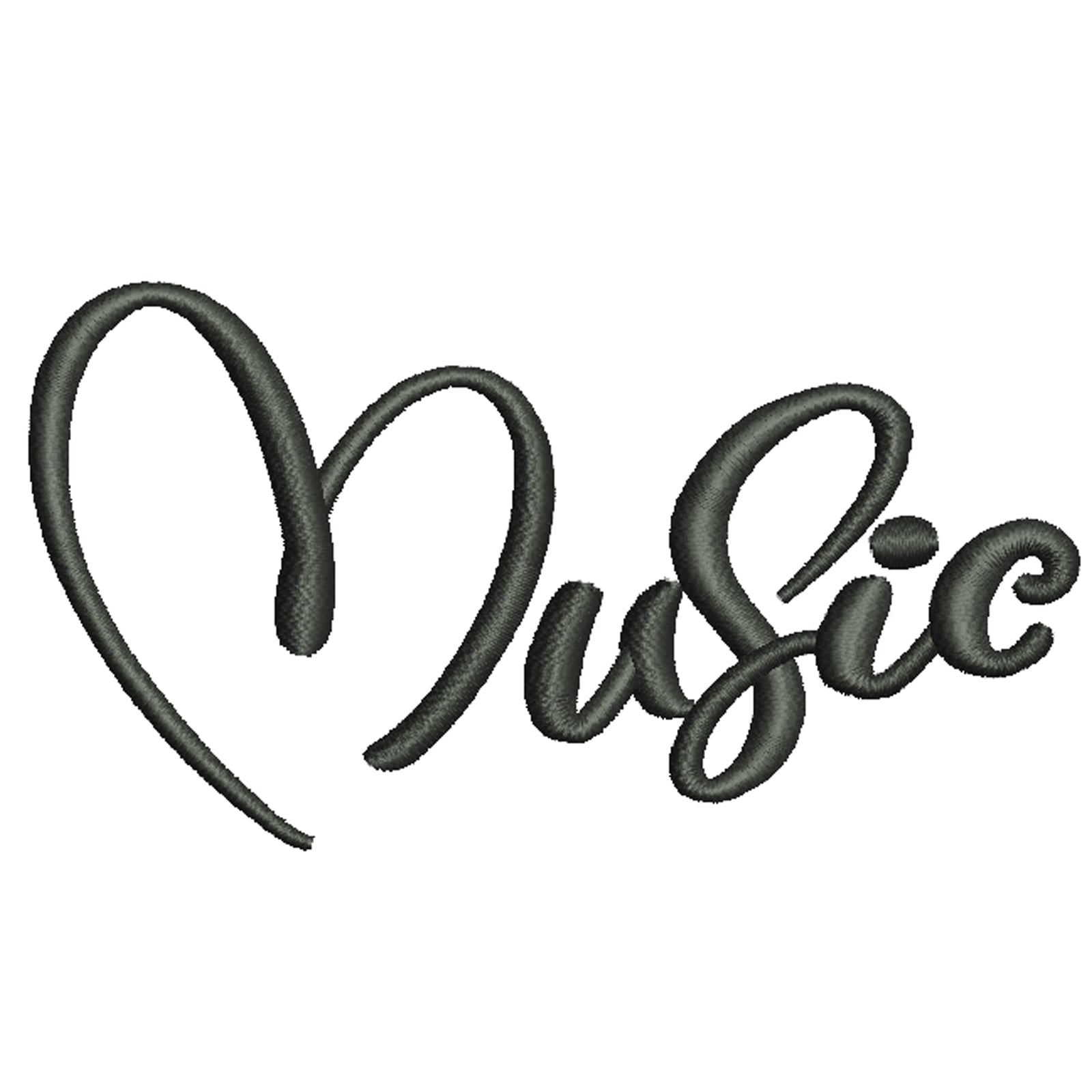 Music Calligraphy | Word Digitized Embroidery Design | e4Hats – e4Hats.com