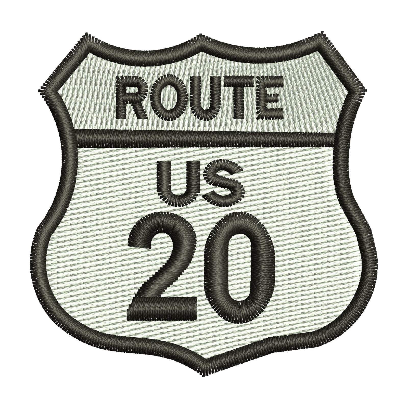 Route US 20 | City/State Digitized Embroidery Design | e4Hats – e4Hats.com