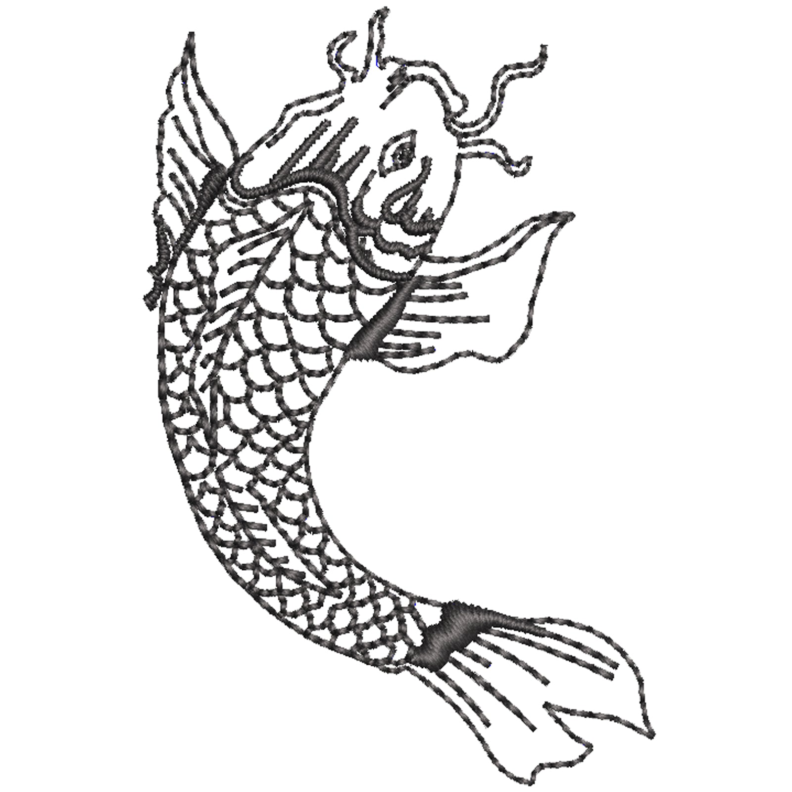 Tattoo Koi Fish Animal Digitized Embroidery Design e4Hats