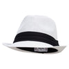 Big Size Paper Straw Fedora with Triple Pleated Band - White XL