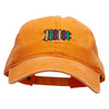 Mardi Instrument Embroidered Washed Solid Pigment Dyed Cotton Twill Brass Buckle Cap - Orange OSFM