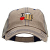 I Heart Beer Embroidered Low Profile Special Cotton Mesh Cap - Khaki OSFM