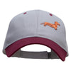 Dachshund Dog Pet Patched Two Tone Cotton Twill Low Profile Strap Cap - Maroon-Grey OSFM