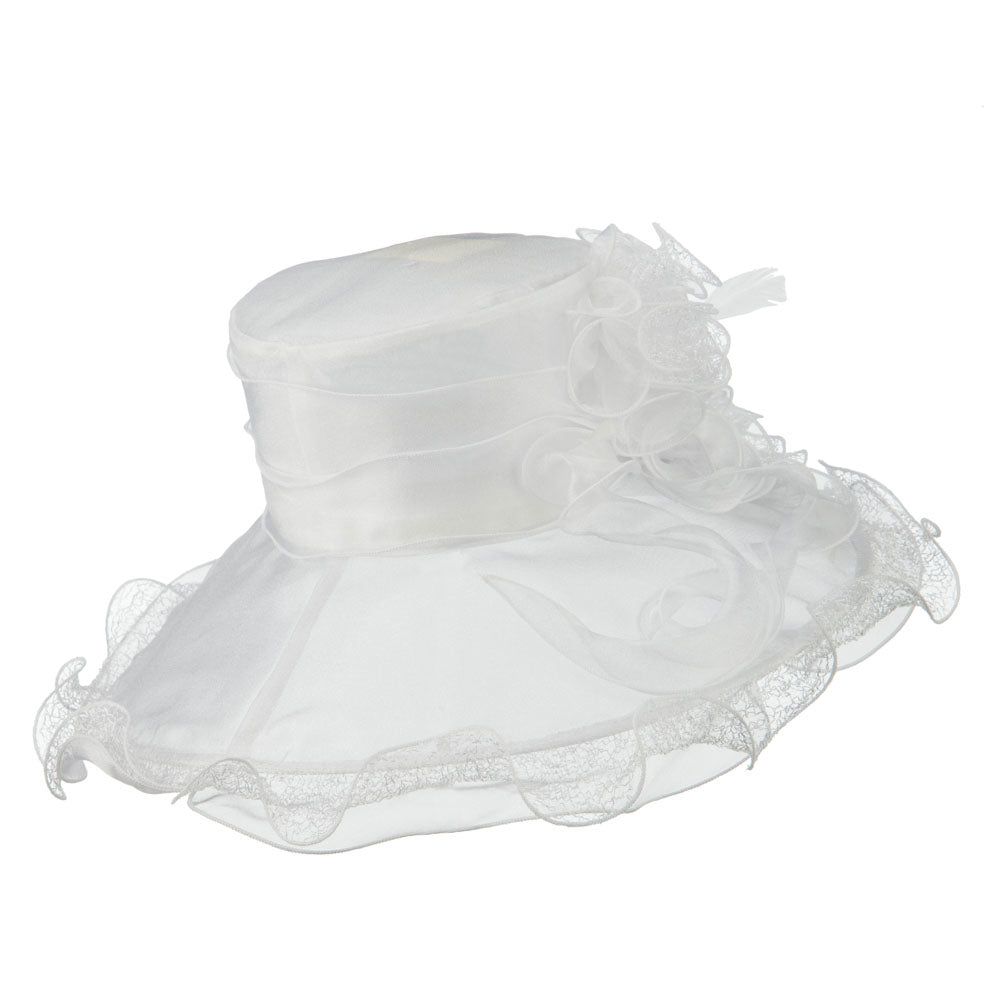 ladies dress hats amazon Feather and Lace Accent Organza Hat