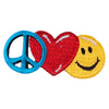 Small Peace, Heart, Smiley Sign Embroidered Patch