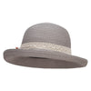 Women's Toyo Braid large sik flower accent Kettle Brim Hat- Grey OSFM