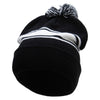 Striped Pom 12 inch Cuff Long Beanie - Black-White OSFM