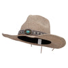 Women's Paper Braid Leatherette Crown Cowboy Hat - Beige-Blend OSFM
