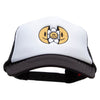 Happy Flower Embroidered Foam Panel Mesh Snapback - Black-White OSFM