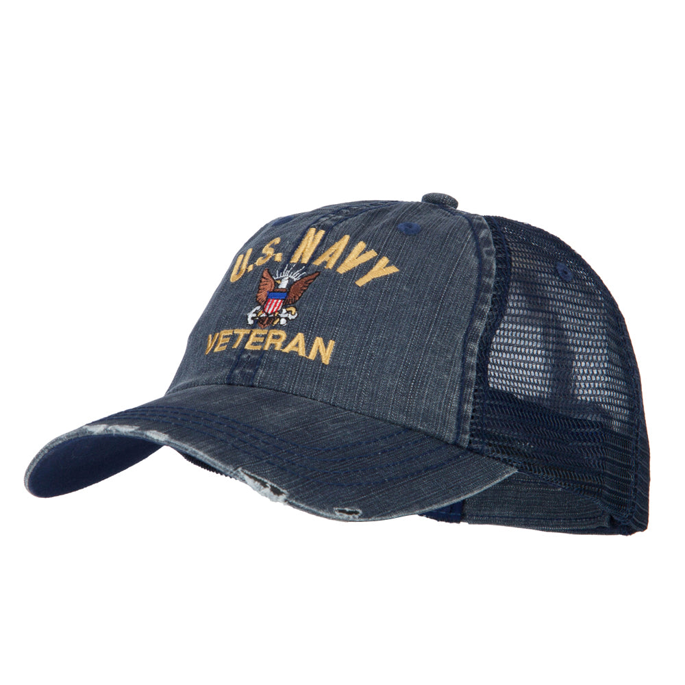 US Navy Veteran Military Embroidered Low Cotton Mesh Cap | Veterans ...