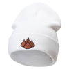 Chocolate Candy Embroidered 12 Inch Long Knitted Beanie - White OSFM