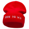 Born To Win Soccer Embroidered 12 Inch Long Knitted Beanie - Red OSFM