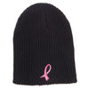 Ribbon Breast Cancer Embroidered Ribbed Oversize Beanie