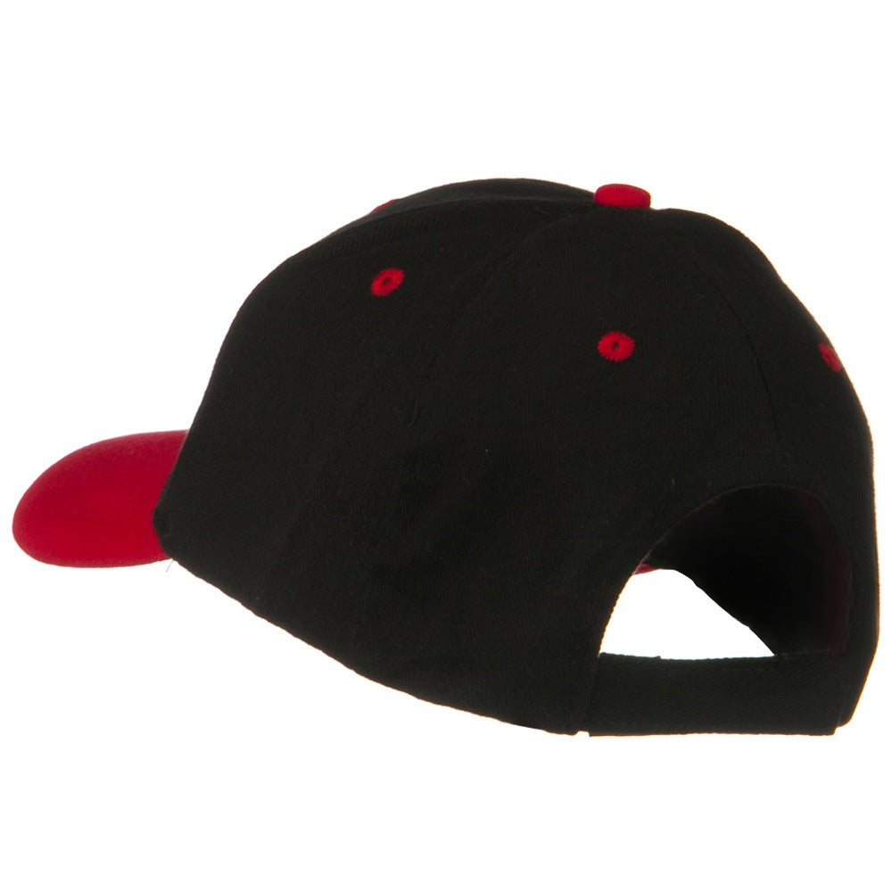 2 Tone Brushed Bull Denim Baseball Cap - Maroon Khaki, Adjustable Strap, Mid Profile | OSFM - View #5